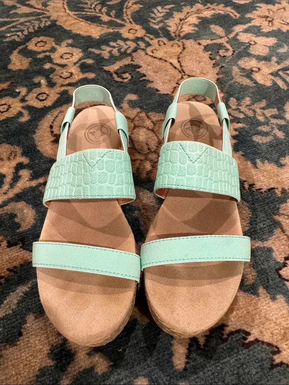 CHARLESTON SHOE CO. Mint Green Two-Strap Slingback Sandals